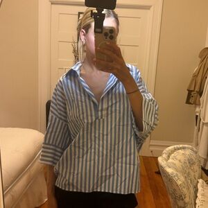 Blue and White Striped Women’s shirt BR size small